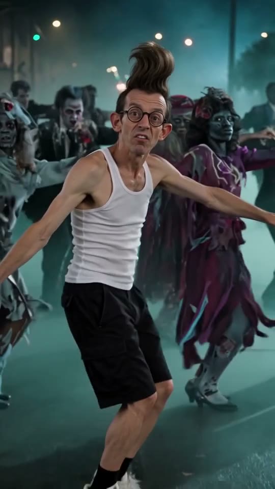 Community solo lead in the nighttime street dance