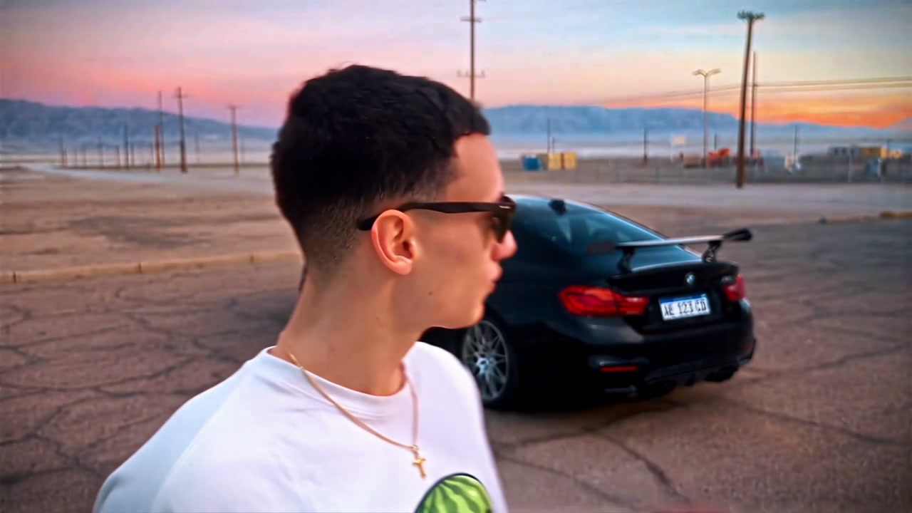 Still from a sunset background version of the car reveal
